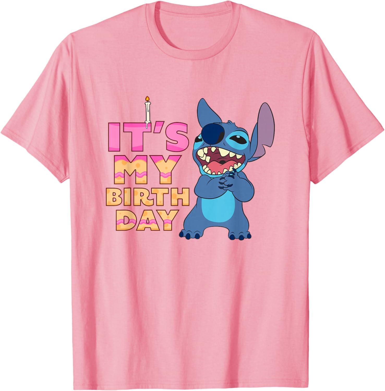 Disney Lilo & Stitch Birthday Retro Text Stack T-Shirt for Celebrations - 5