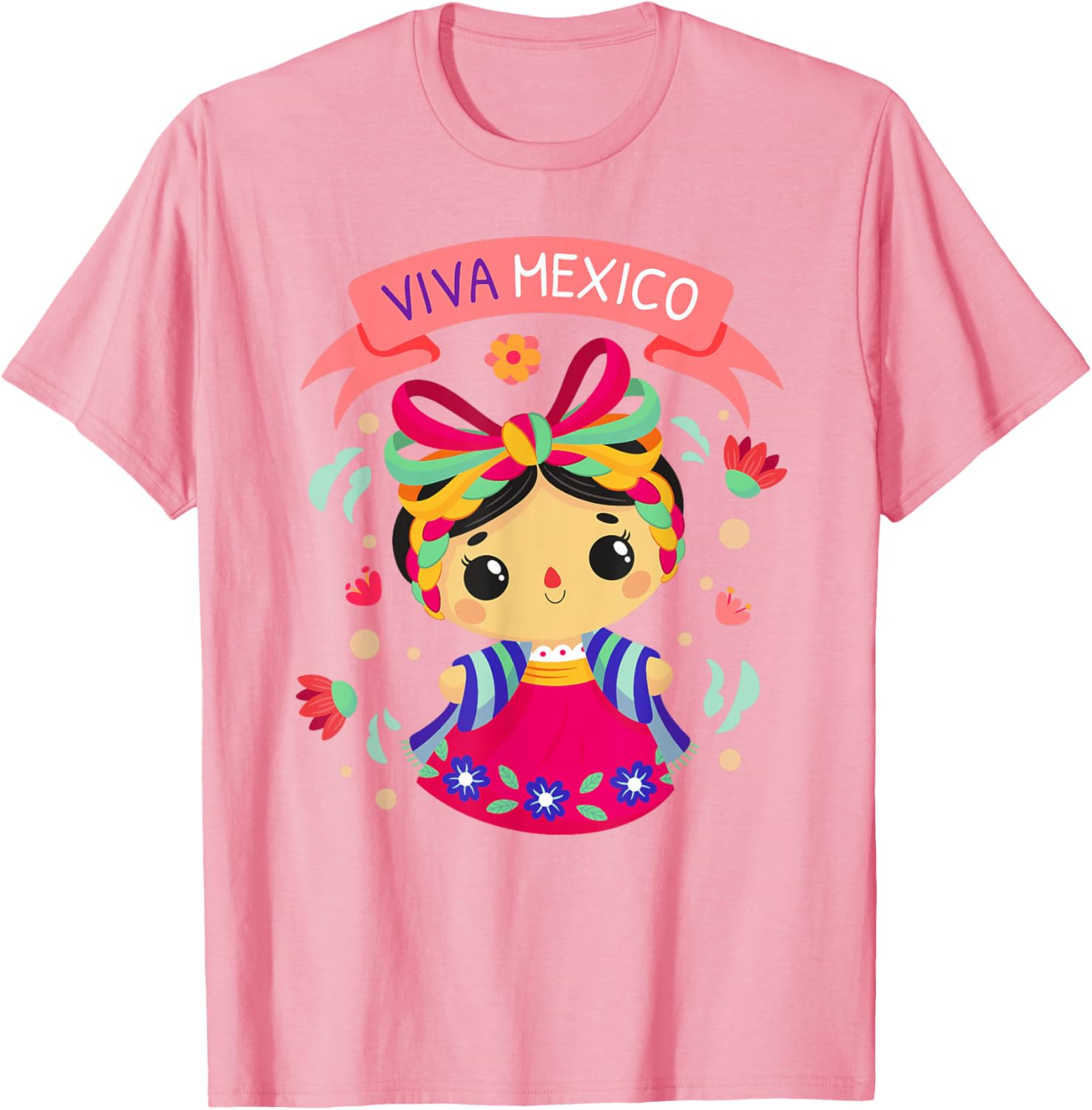 Viva Mexico Girls Floral Independence Day T-Shirt for Kids - 2