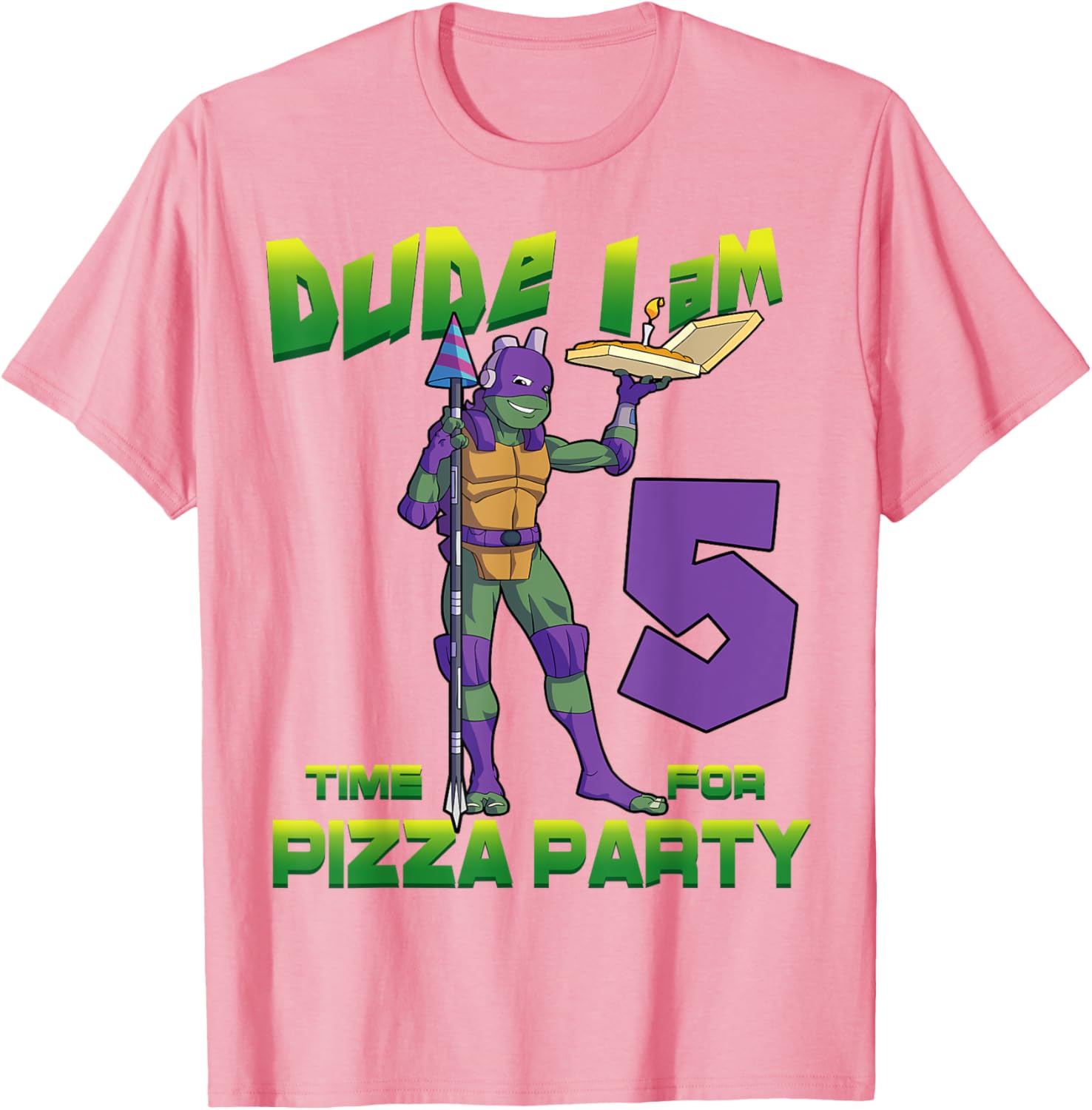 Mademark x TMNT Donnie Pizza Birthday T-Shirt for 5 Year Olds - 11