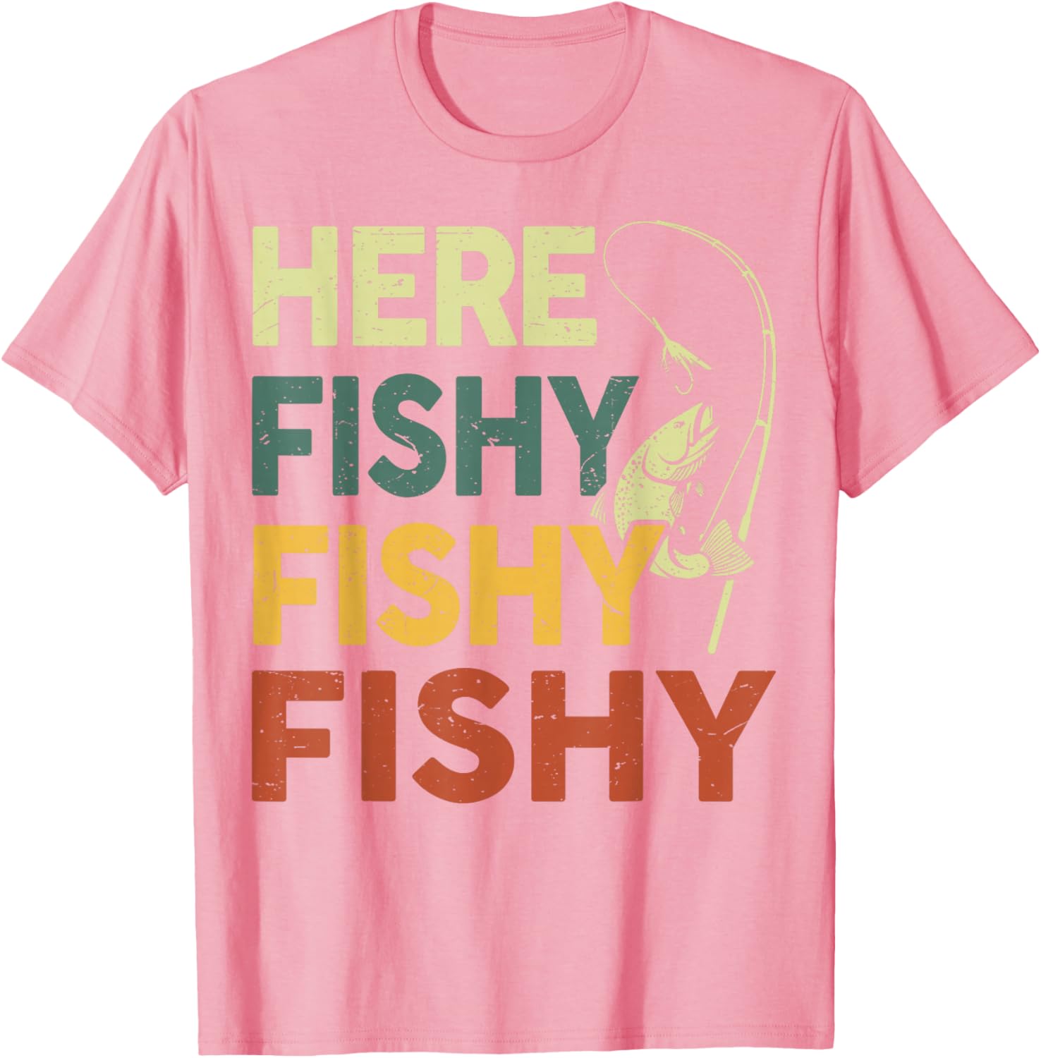 Funny Fishing Shirt for Dad - Men Here Fishy Graphic Tee for Bass Lovers - 4