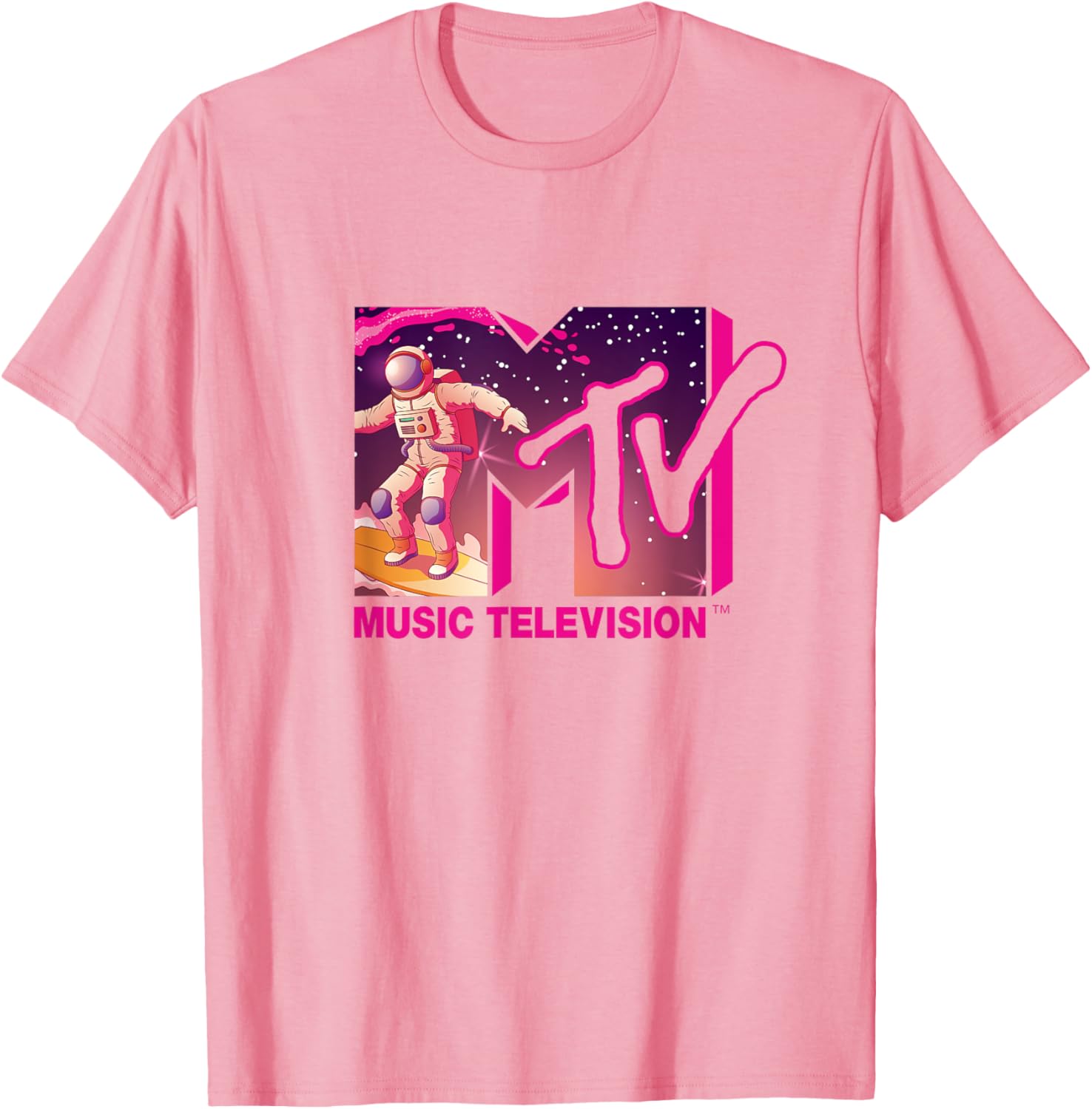 Mademark x MTV Surfing Astronaut Space T-Shirt - Official MTV Logo Tee - 11