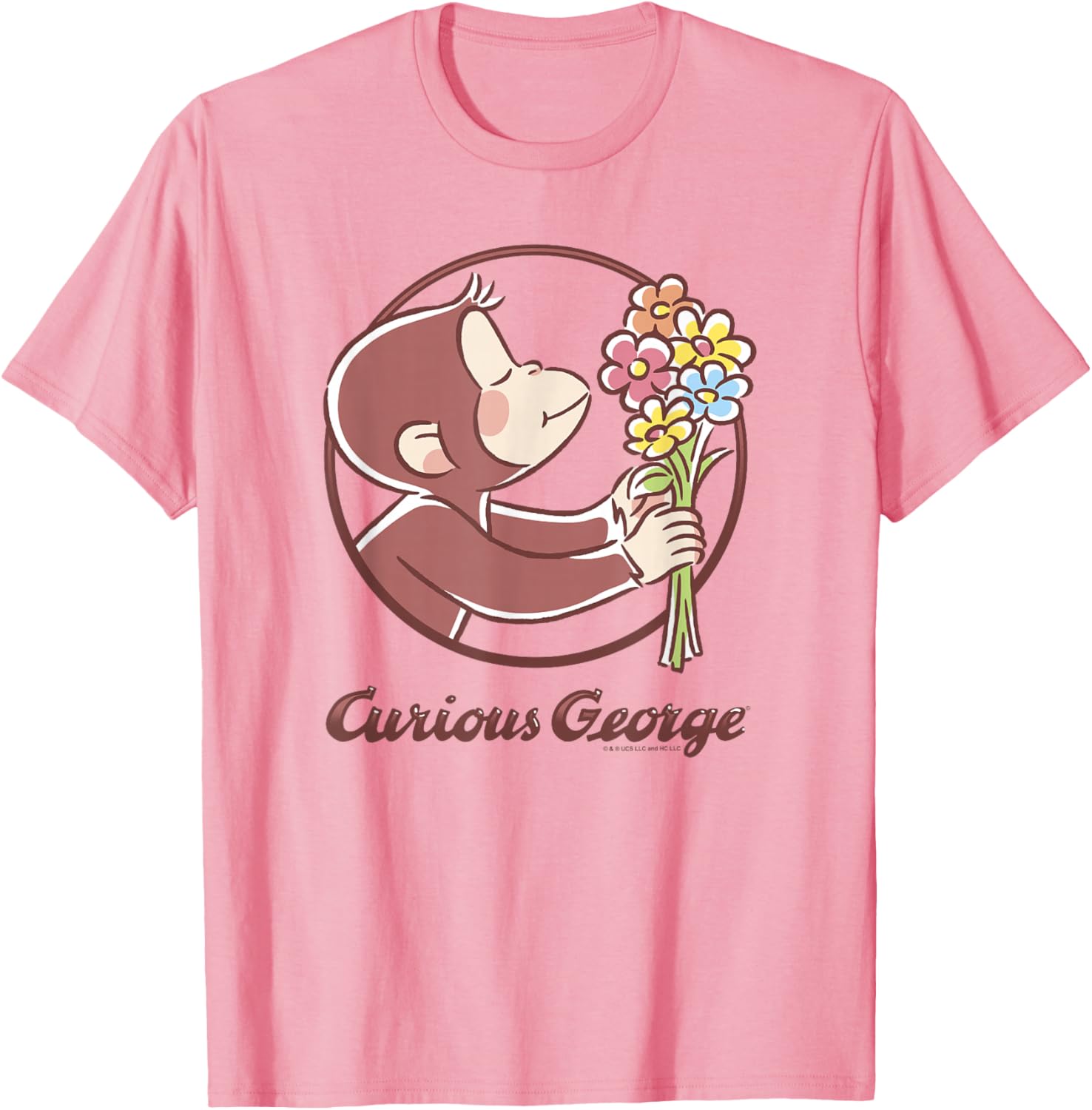 Curious George Flower Bouquet Poster T-Shirt for Fun and Style - 7