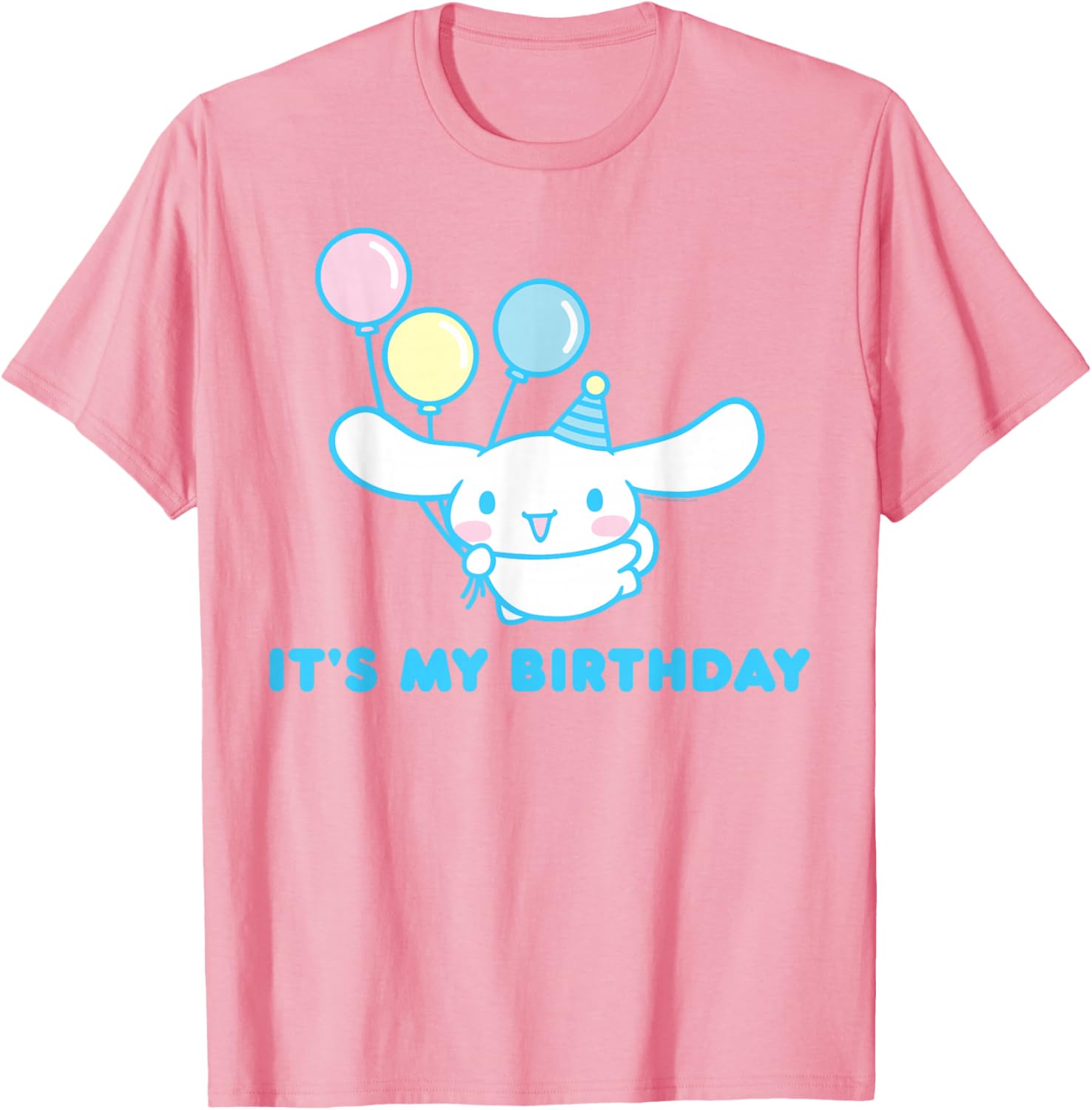 Sanrio Cinnamoroll Birthday T-Shirt for Adults - Blue Crew Neck Short Sleeve - 7