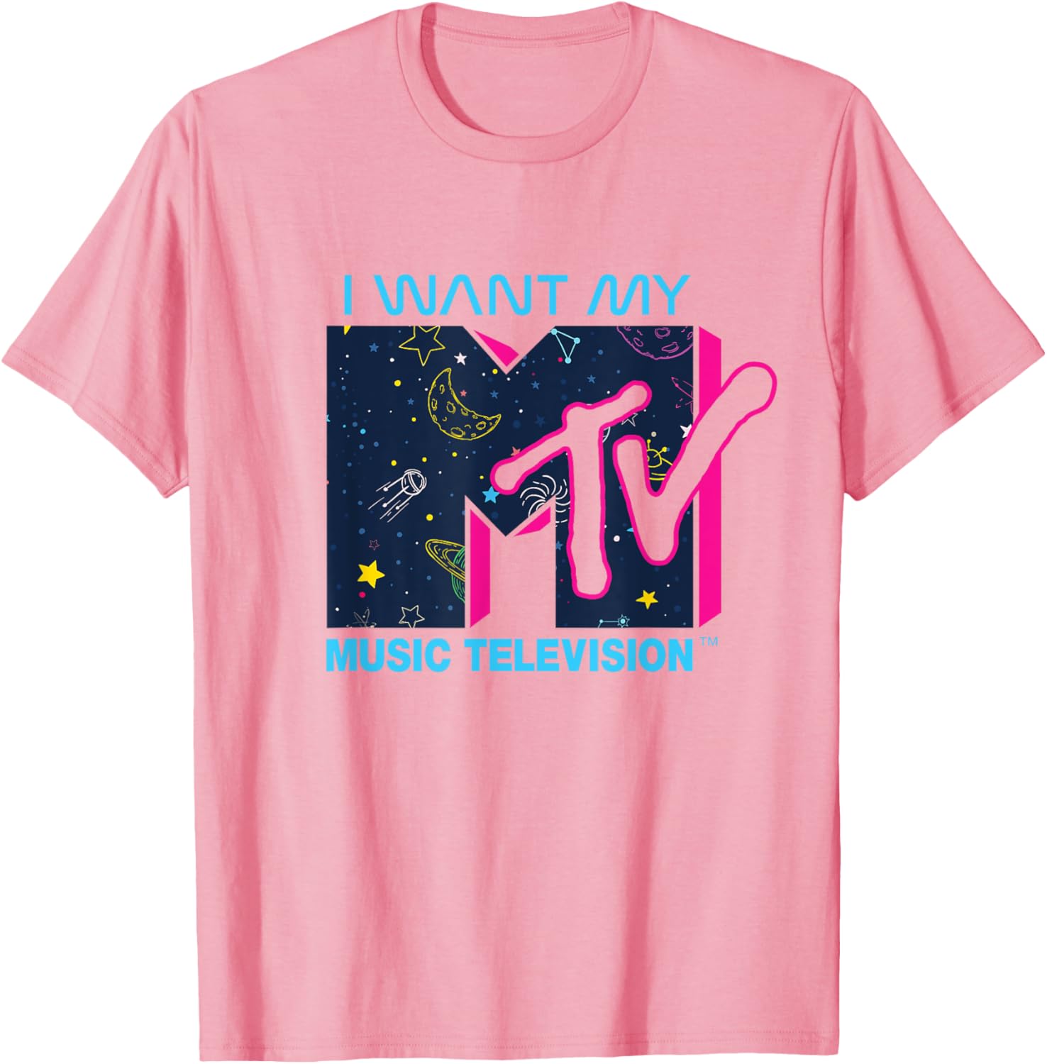 Mademark x MTV Official I Want My MTV Logo Space T-Shirt for Fans - 5