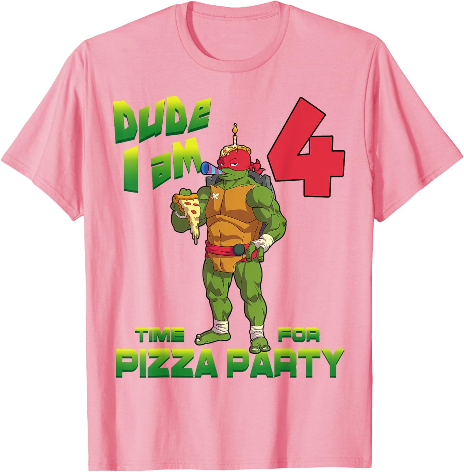 TMNT Raph Pizza Birthday Party T-Shirt for 4 Year Olds - Fun Kid's Clothing - 13