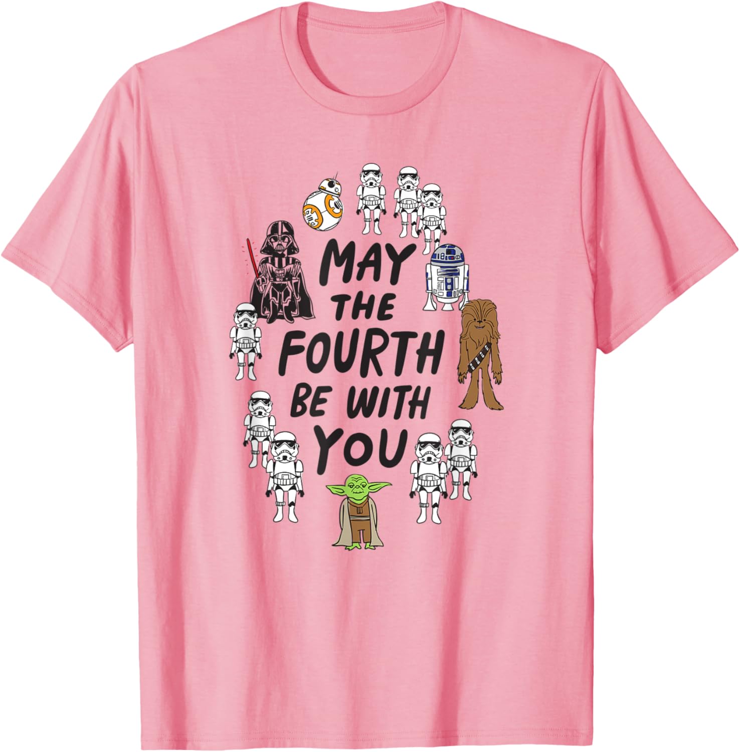 Star Wars Boys May the Fourth Doodle Characters T-Shirt in White Small - 5