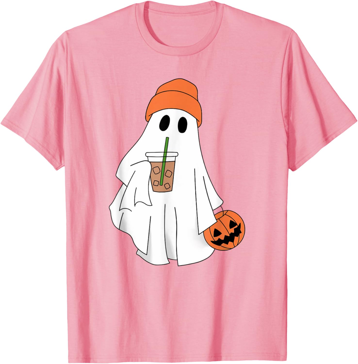 Halloween Ghost Drinking Coffee T-Shirt for Men and Women - 7