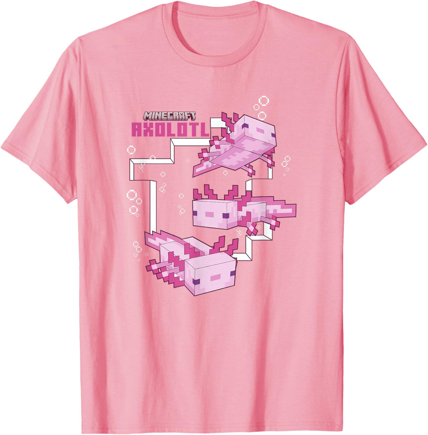 Cute Minecraft Pink Axolotl Pond T-Shirt for Kids and Adults - 7