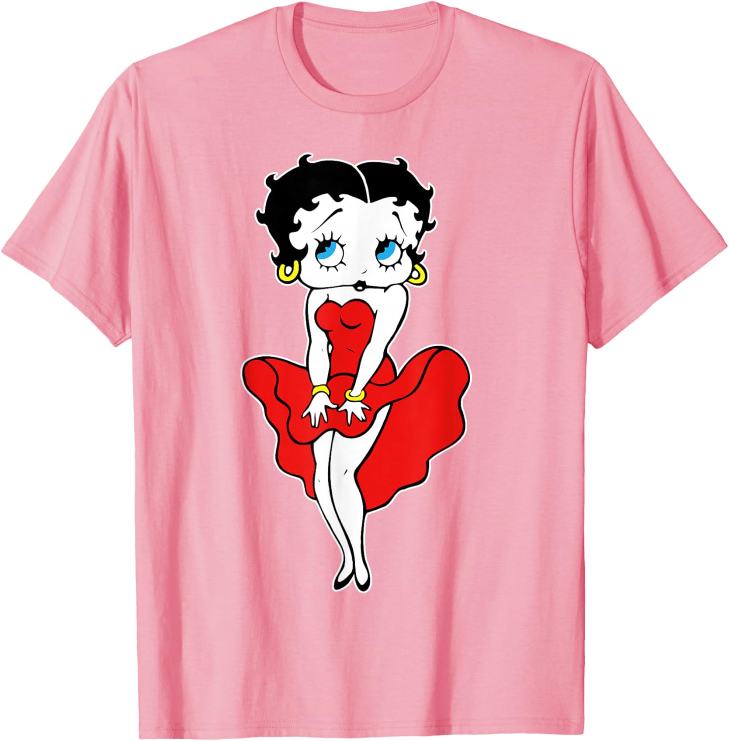 Classic Betty Boop Retro Red Dress T-Shirt for Fun Cartoon Lovers - 2