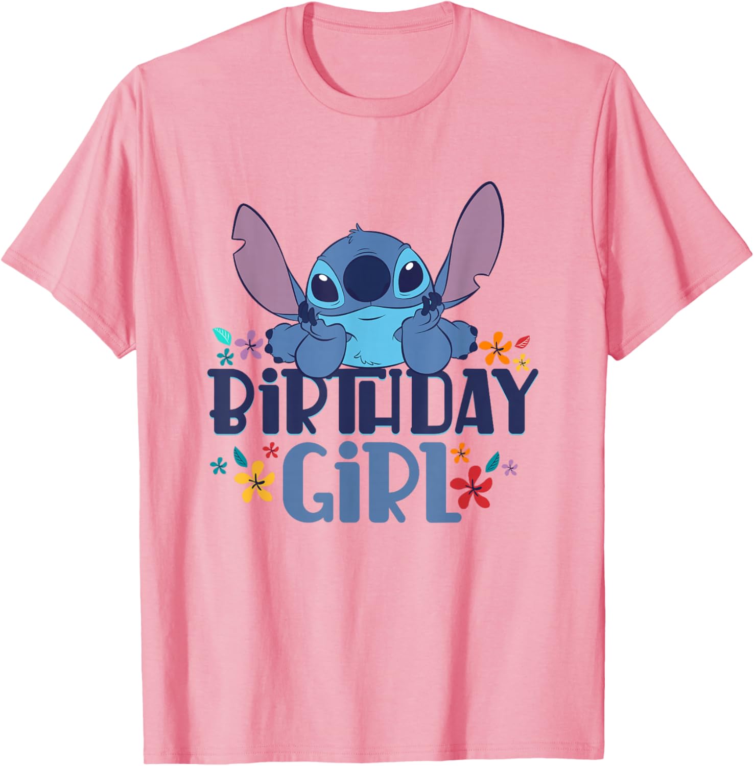 Disney Lilo & Stitch Birthday Girl Floral Logo T-Shirt for Kids - 3