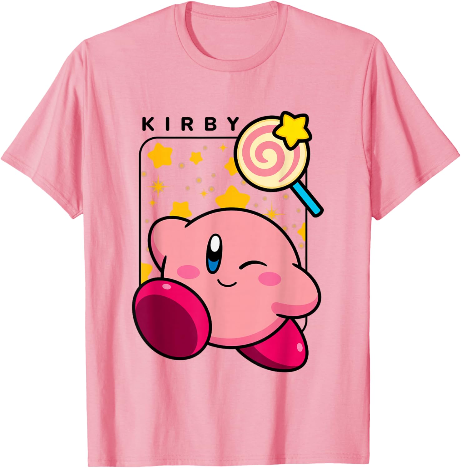 Cute Kirby Lollipop Stars Graphic T-Shirt for Nintendo Fans - 12