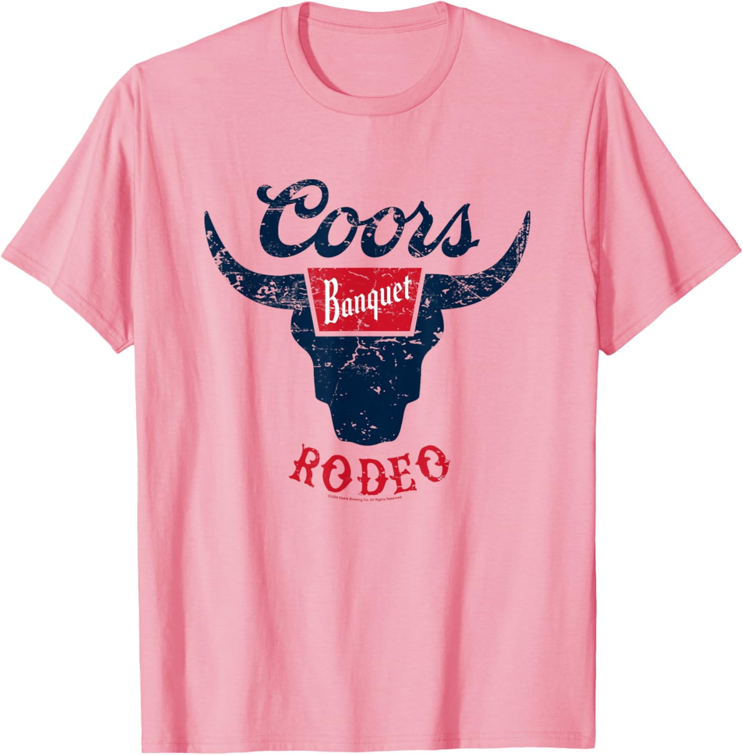 Coors Banquet Rodeo Bull Horns Distressed Badge T-Shirt for Fans - 5