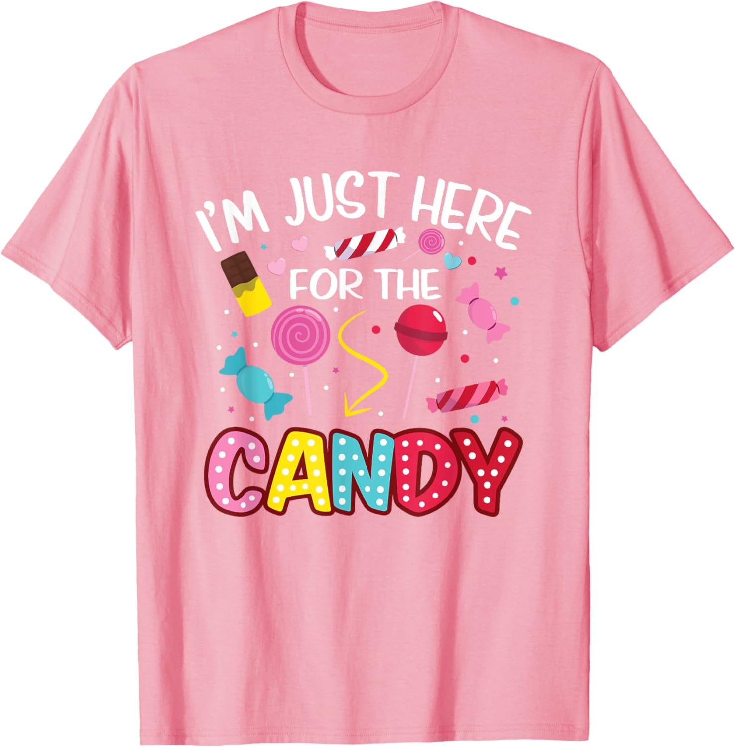 Cute I'm Just Here For The Candy Lollipop Halloween T-Shirt for Kids - 3