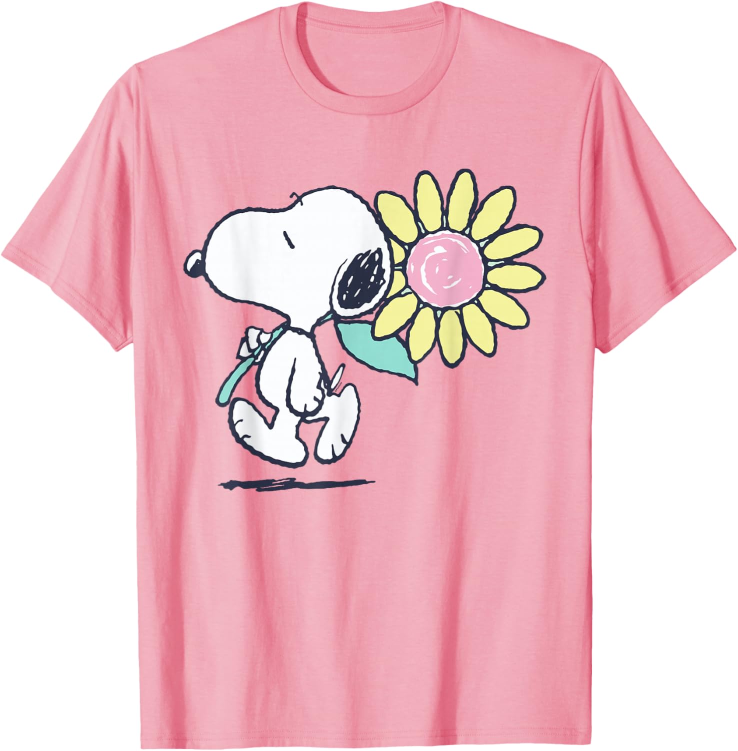 Snoopy Pink Daisy Flower T-Shirt for Fun Peanuts Fans and Fashion Lovers - 12