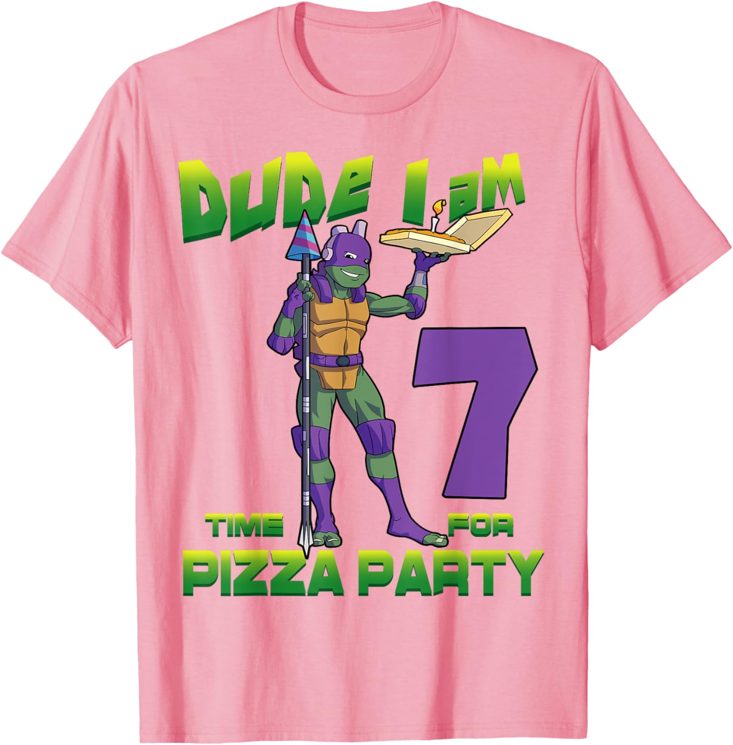 Cool TMNT Donatello Pizza Birthday Party T-Shirt for 7 Year Old Boys - 12