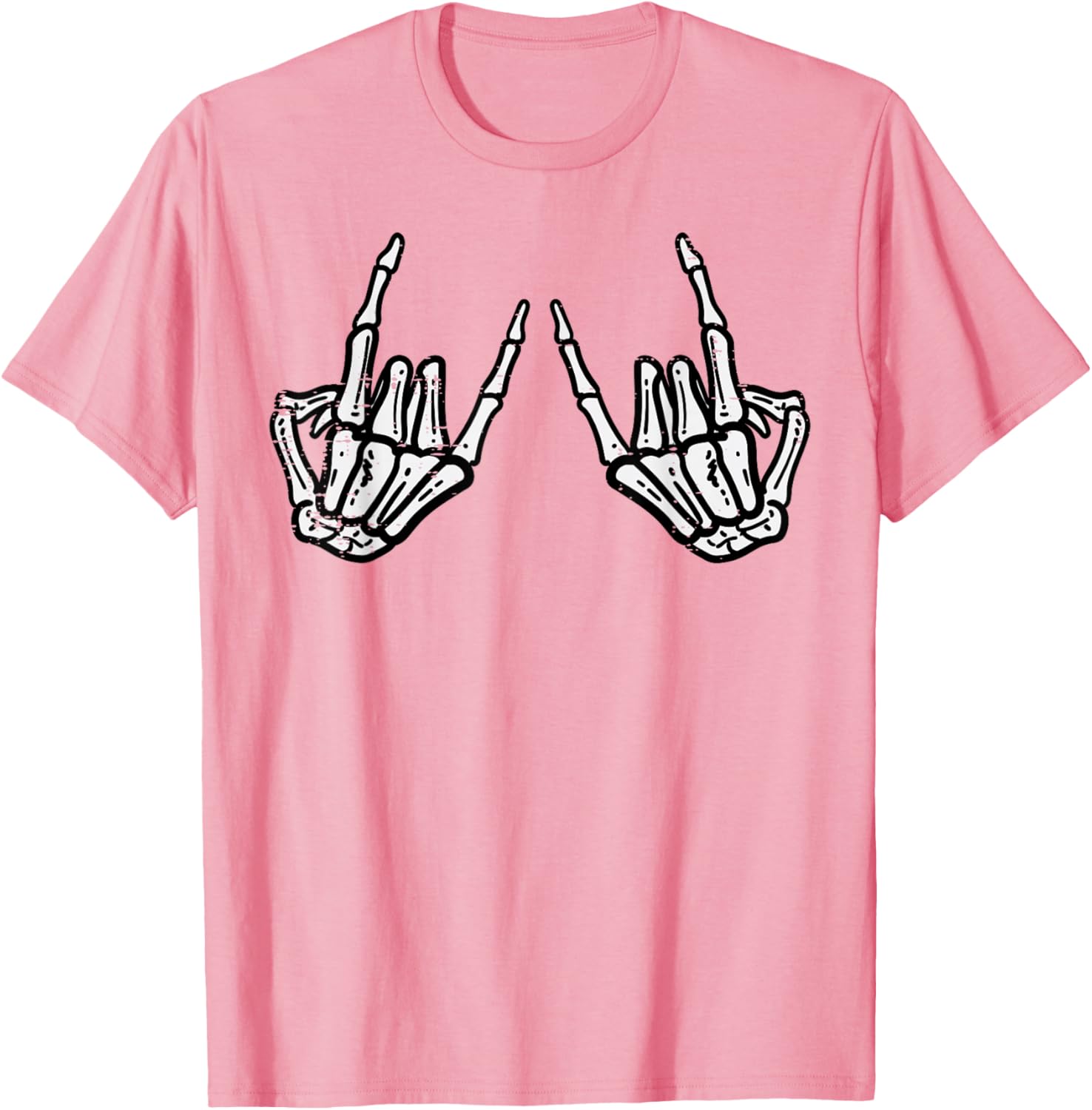 Rocker Hand Sign Skeleton Halloween T-Shirt for Men and Women - 24