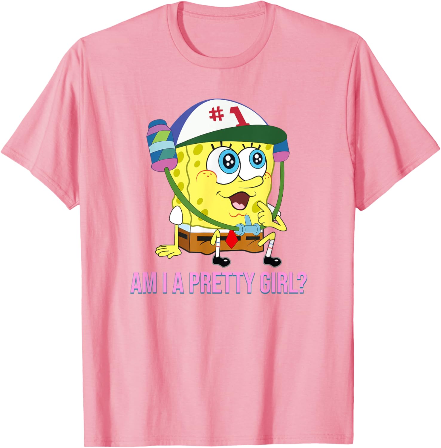 Cute SpongeBob SquarePants Am I a Pretty Girl T-Shirt for Fun Fashion - 5