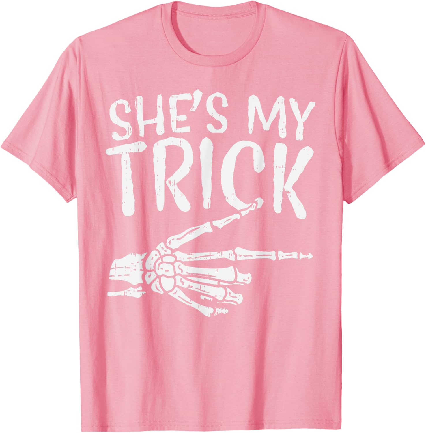 Cute Boyfriend T-Shirt for Matching Halloween Costume - She’s My Trick Design - 22