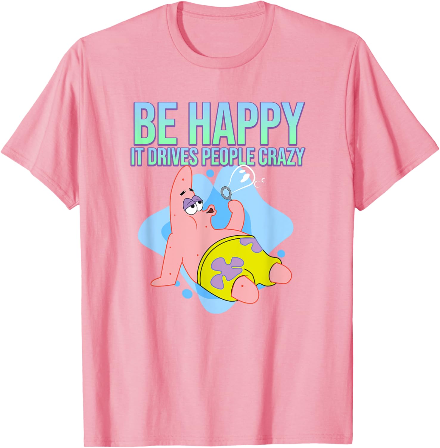 Mademark Patrick Star Be Happy T-Shirt Fun SpongeBob SquarePants Apparel - 2