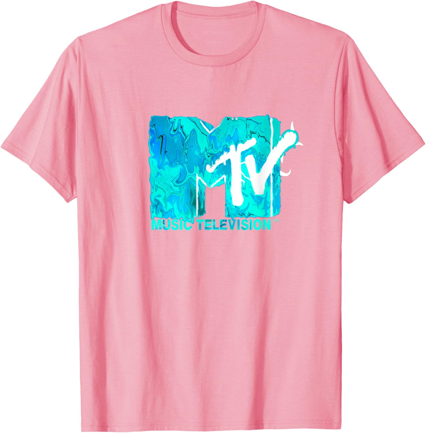 Mademark x MTV Green Blue Liquid Flow Logo T-Shirt for Trendy Style - 7