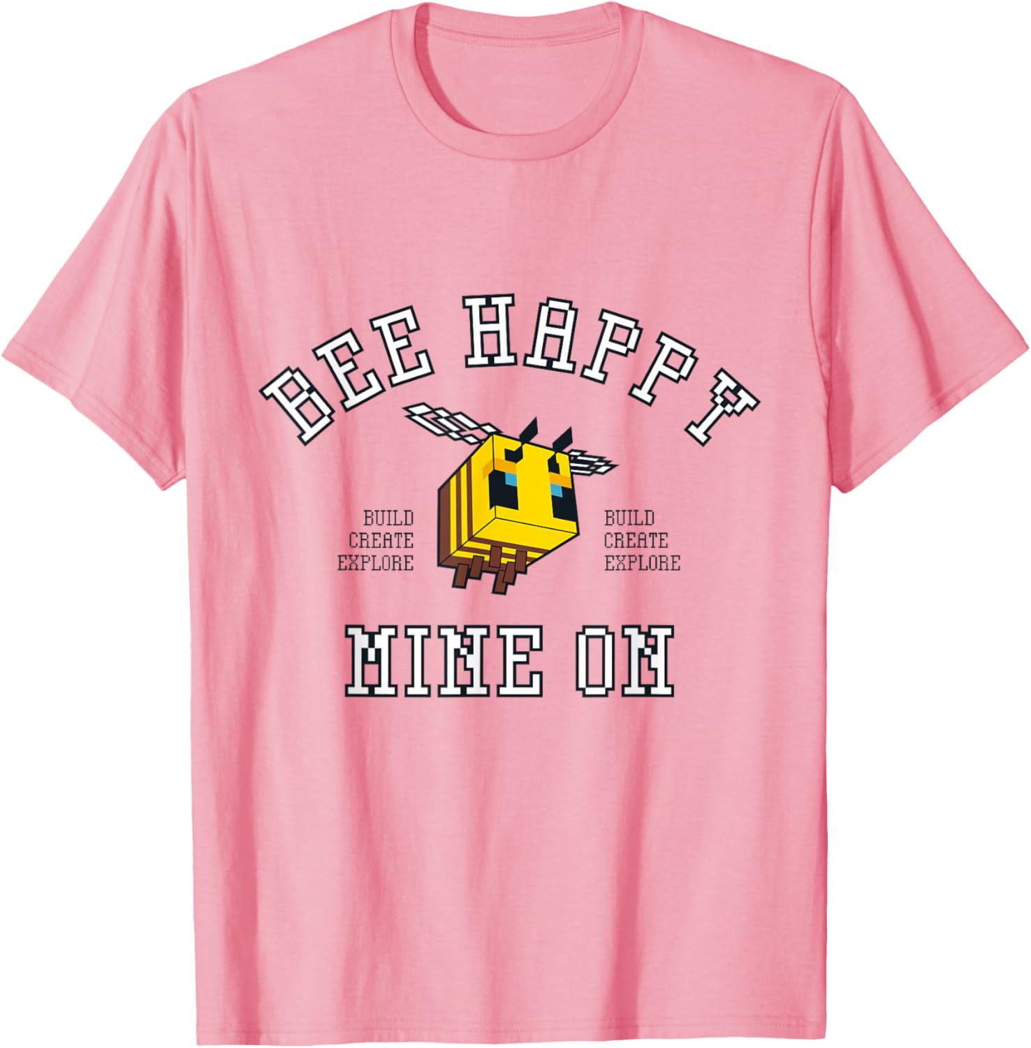 Minecraft Bee Happy T-Shirt for Gamers - Build Explore Create Fun Apparel - 8