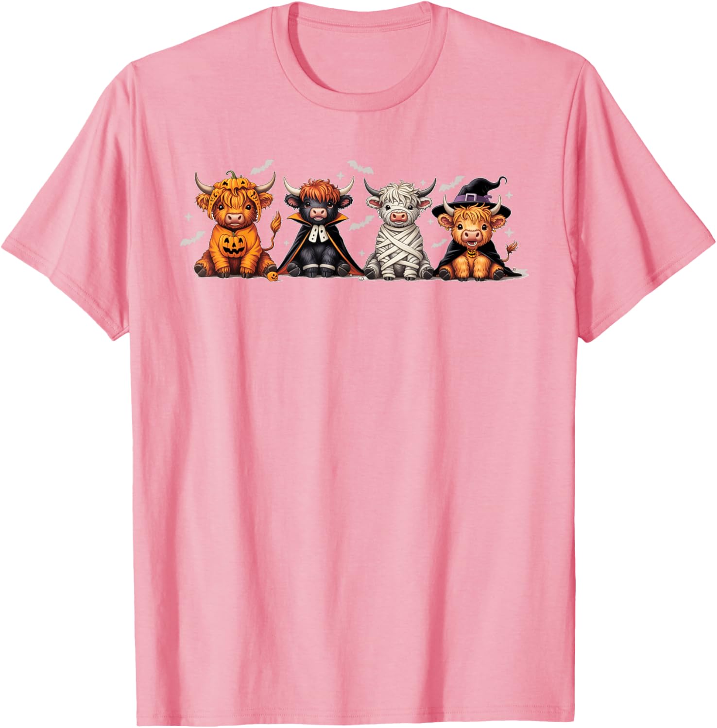 Spooky Halloween Highland Cow Cross Stitch T-Shirt for Festive Fun - 14