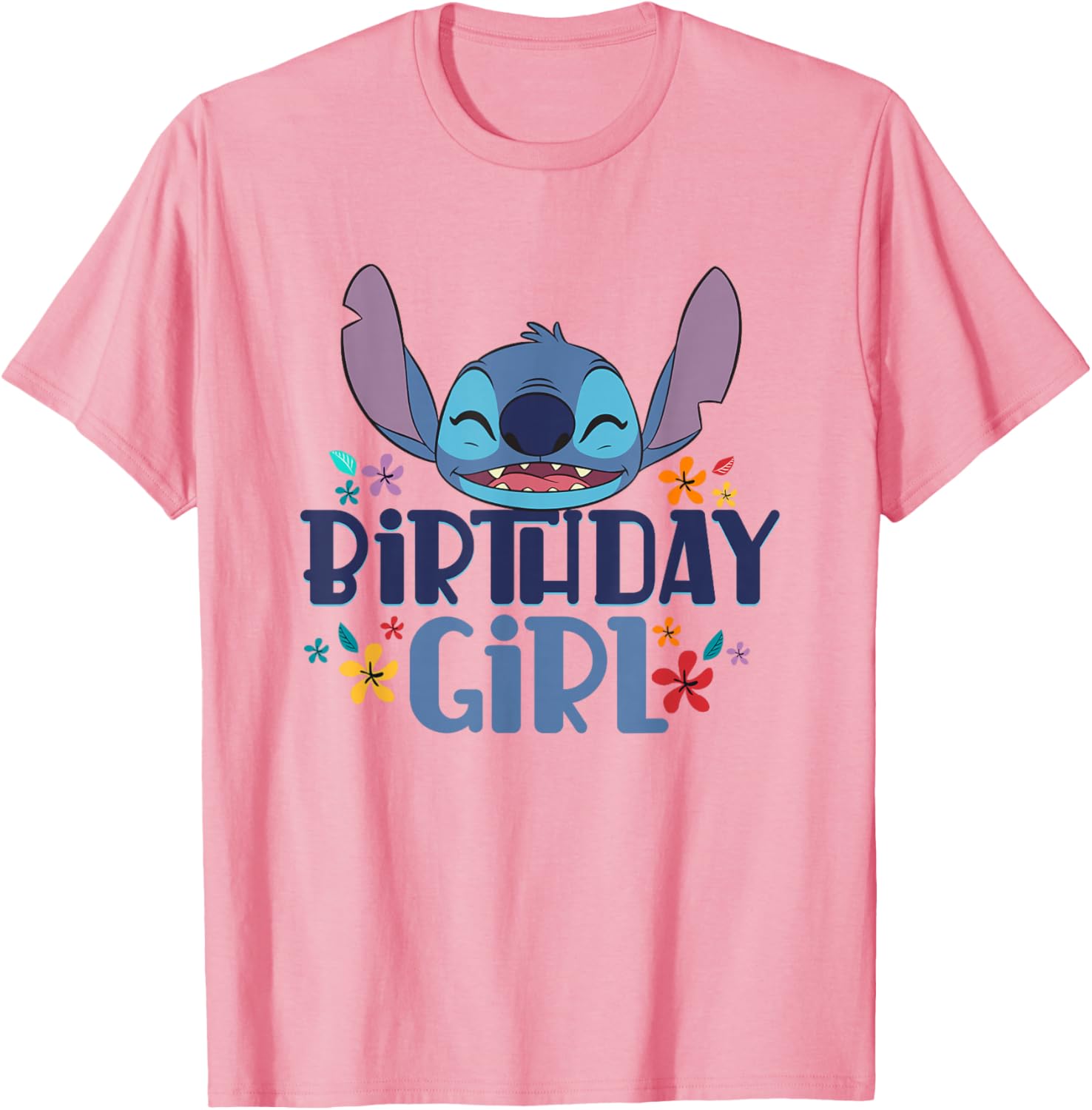 Lilo & Stitch Birthday Girl Floral Logo T-Shirt for Kids and Teens - 5