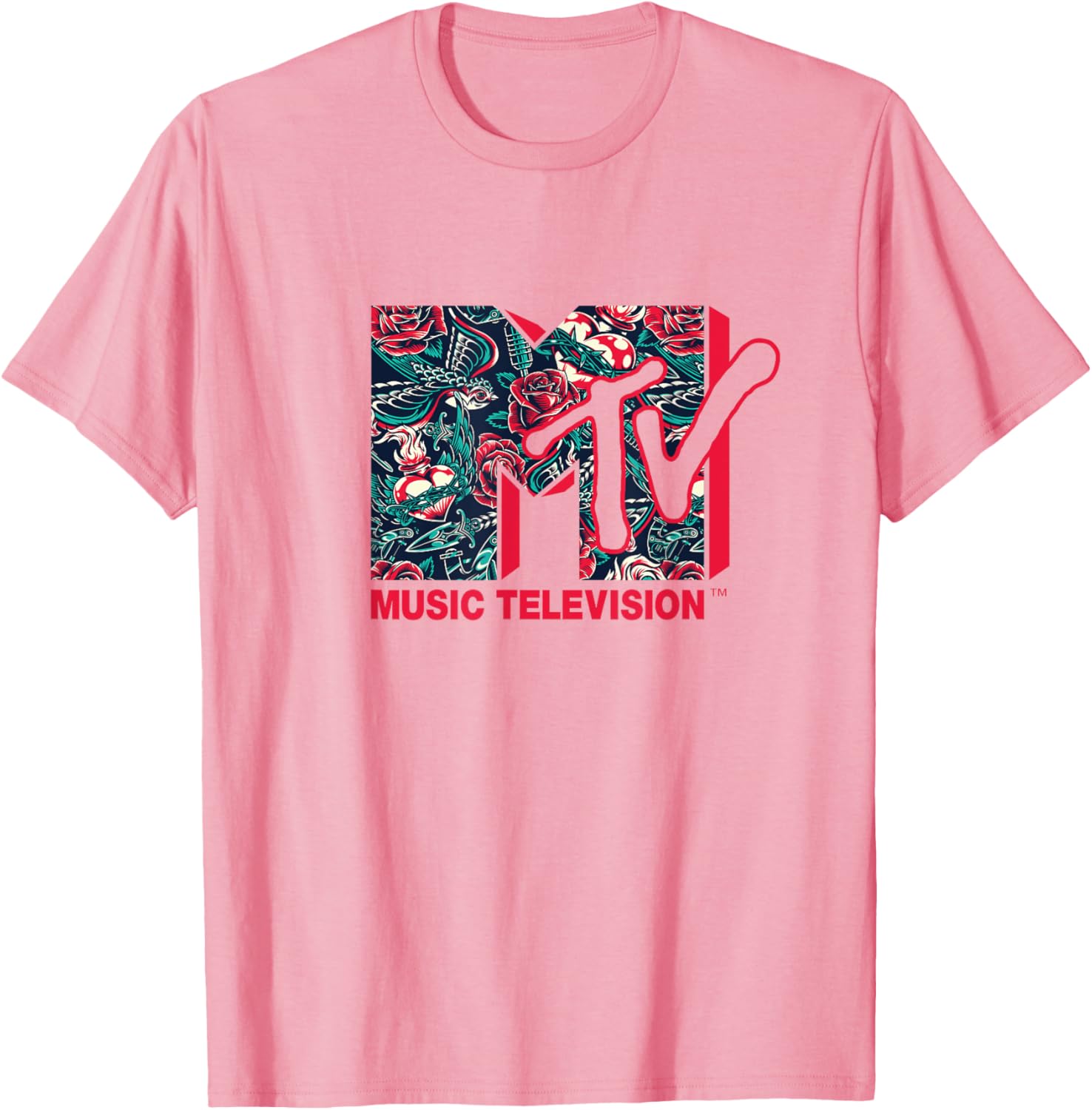 Mademark x MTV Official Logo Roses Tattoo Style T-Shirt for Fans - 7