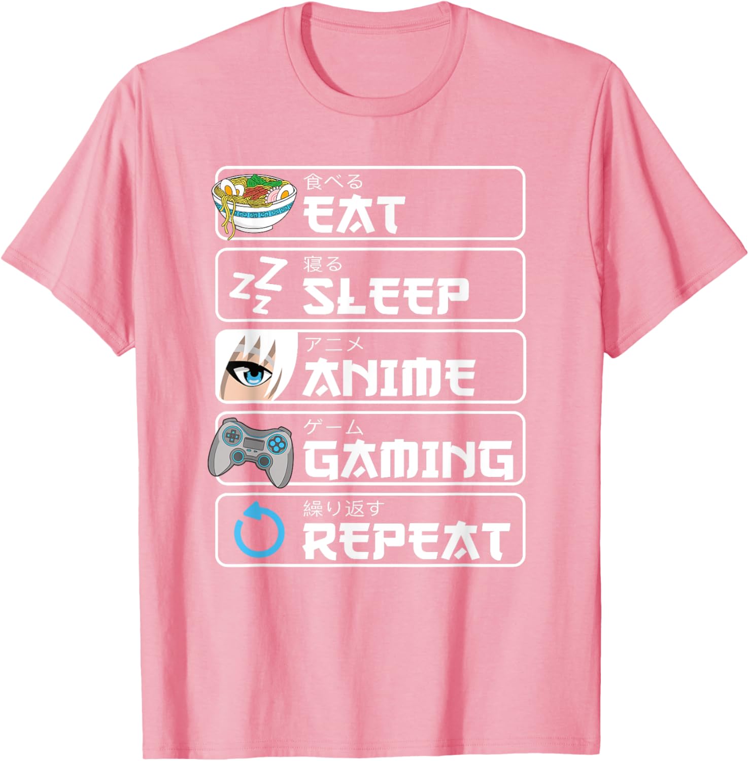 Eat Sleep Anime Gaming Repeat T-Shirt for Otaku Boys and Men - 4