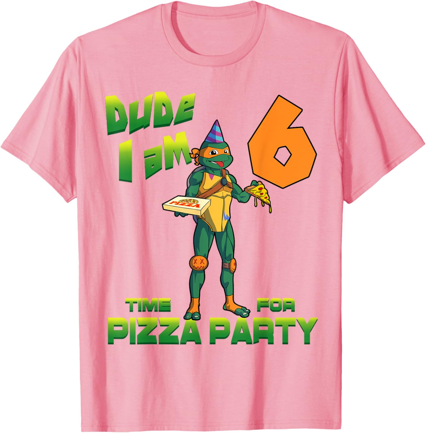 Mademark TMNT Michelangelo Pizza Birthday T-Shirt for 6 Year Olds - 22