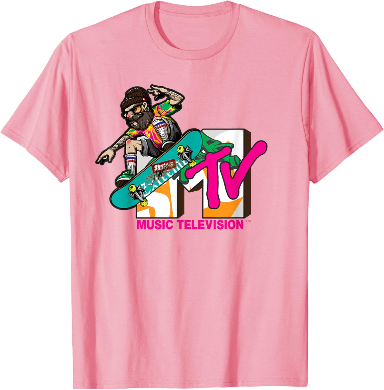 Mademark x MTV Hipster Skater T-Shirt - Trendy Logo Graphic Tee - 6