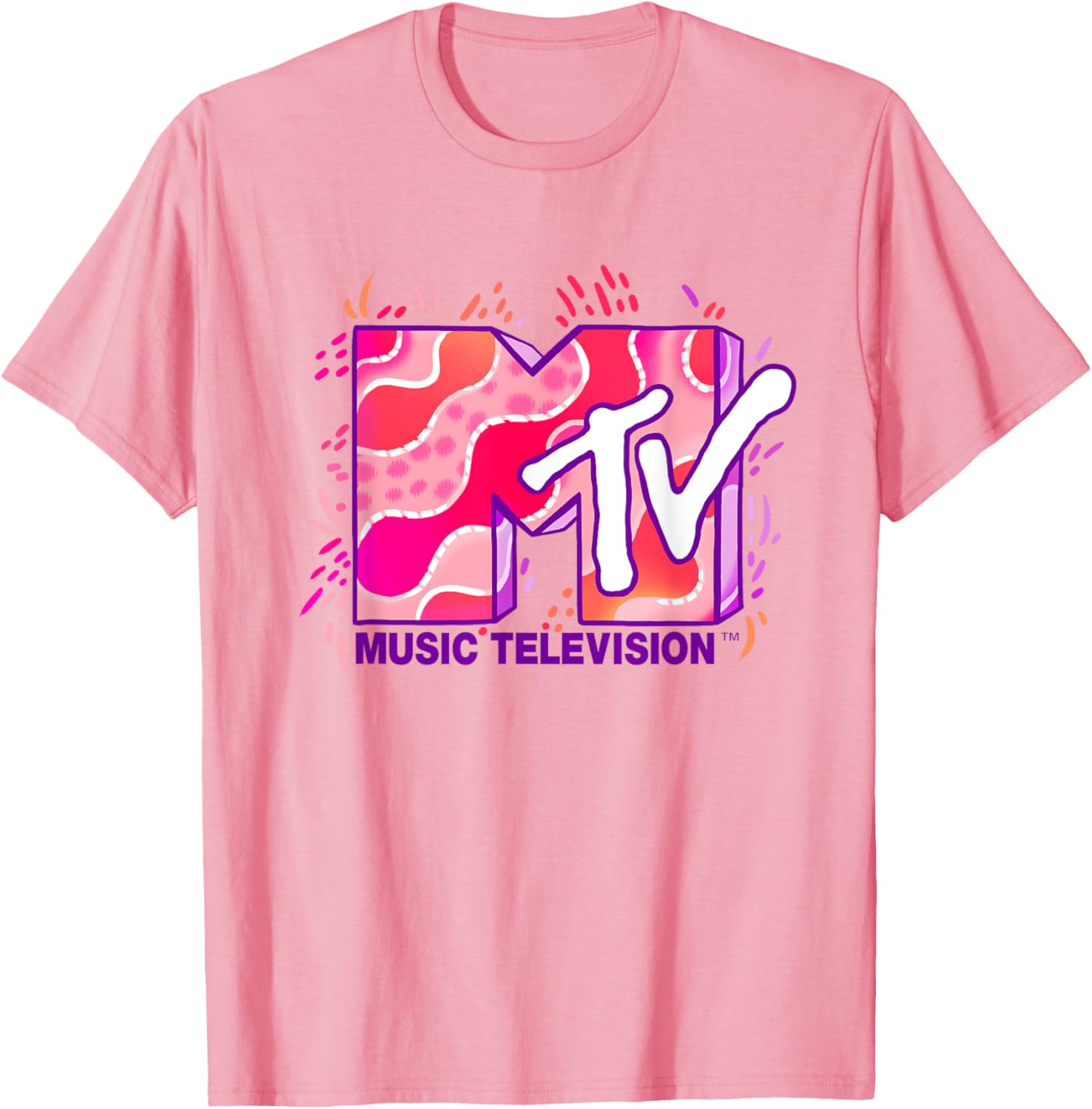 Mademark x MTV Funky Pink and Purple Waves Logo T-Shirt for Cool Style - 12