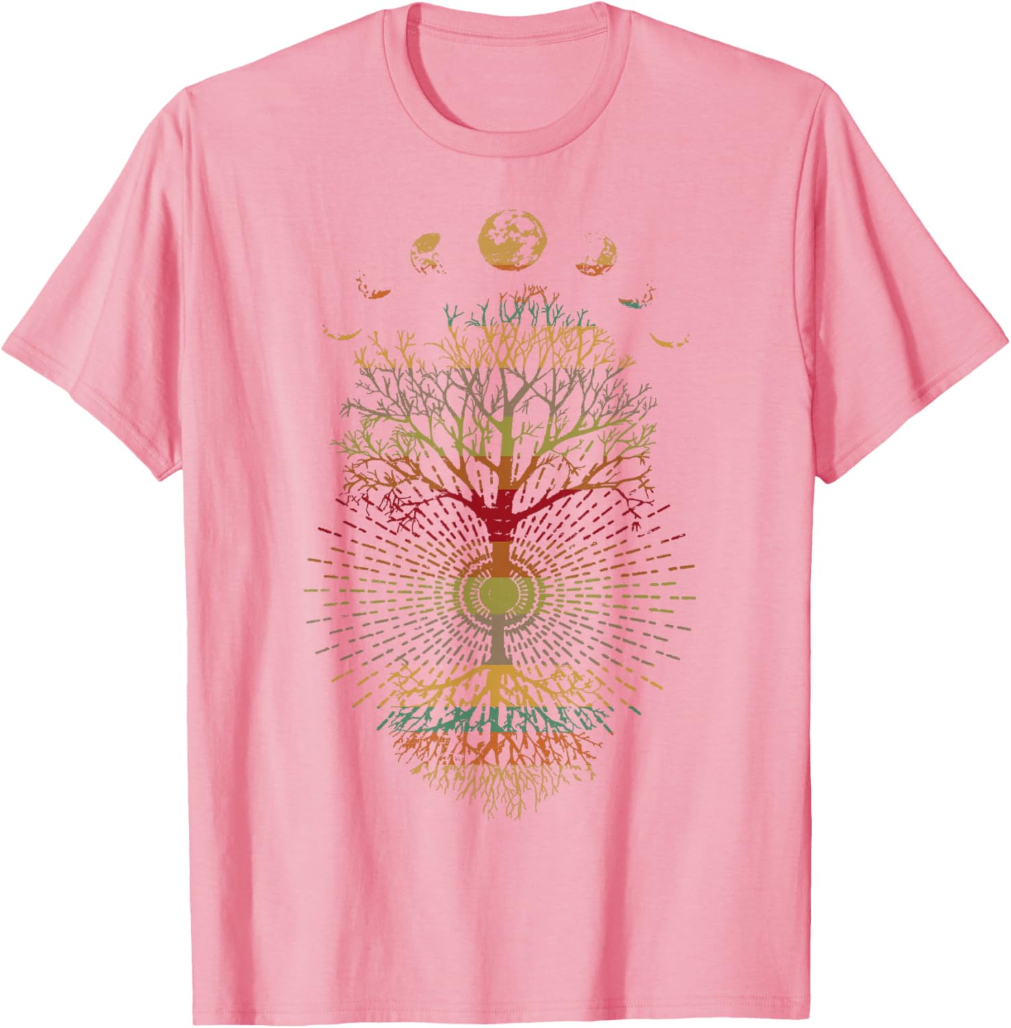 Phases of the Moon Retro Tree of Life T-Shirt 60s 70s Vibe - 5