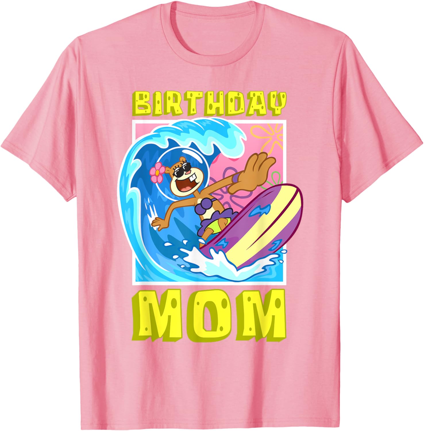 Sandy Birthday Mom Surfing SpongeBob T-Shirt Cool Gift for Moms - 3
