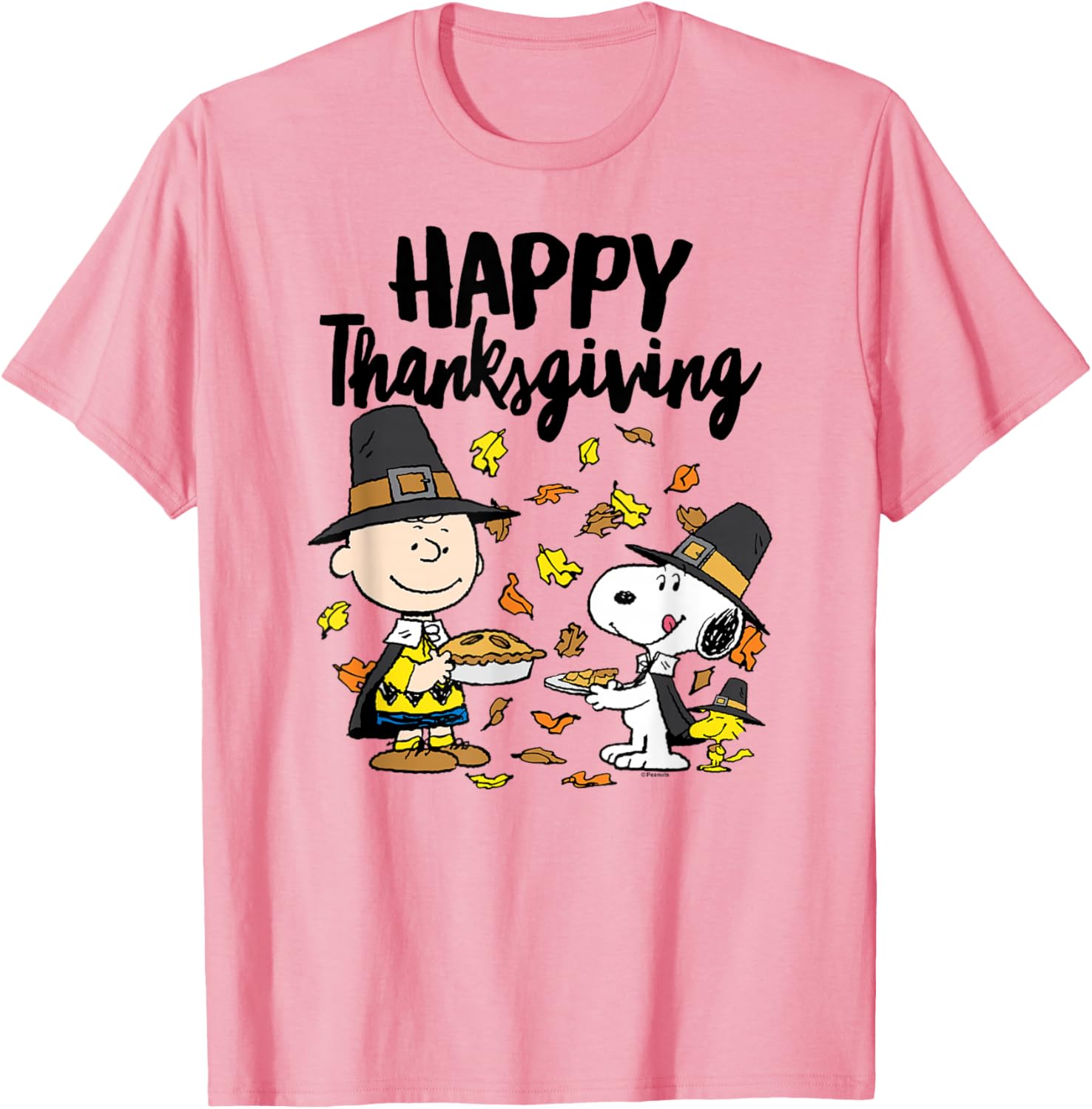 Happy Thanksgiving Peanuts T-Shirt with Charlie Brown Snoopy Woodstock - 5