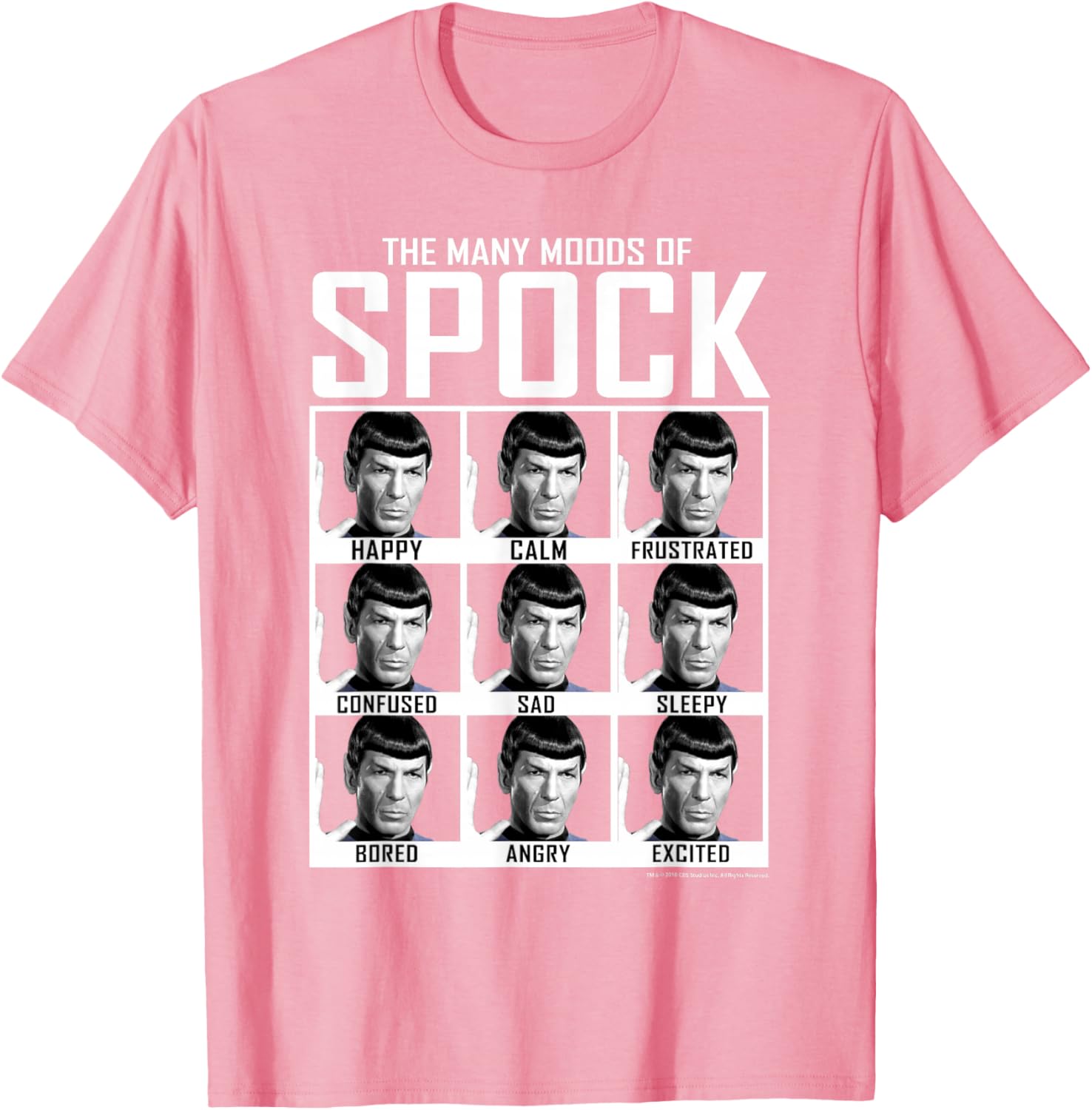 Star Trek Spock Moods Textbook T-Shirt for Fans of Classic Sci-Fi Fashion - 16
