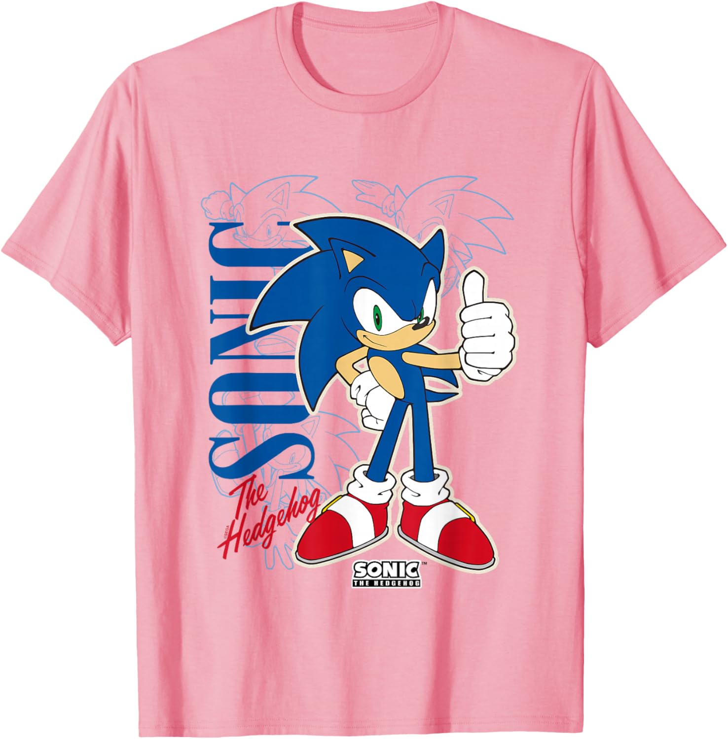 Sonic The Hedgehog Thumbs Up Retro Graphic T-Shirt for Fans - 1