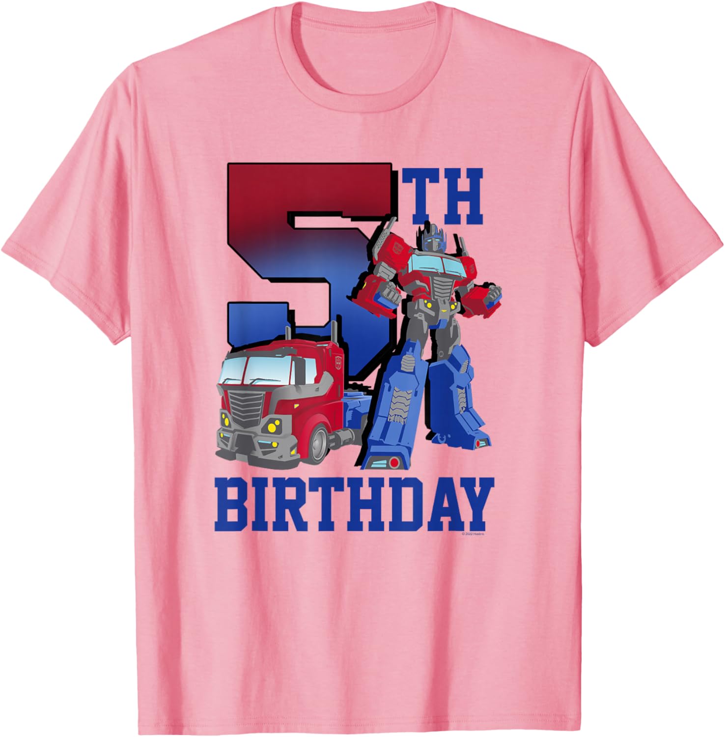 Transformers Optimus Prime 5th Birthday Gradient Poster T-Shirt for Kids - 7