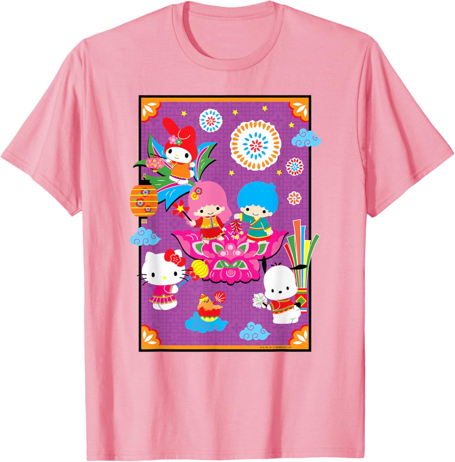 Hello Kitty & Friends Lunar New Year T-Shirt for Adults - Black, Small - 3