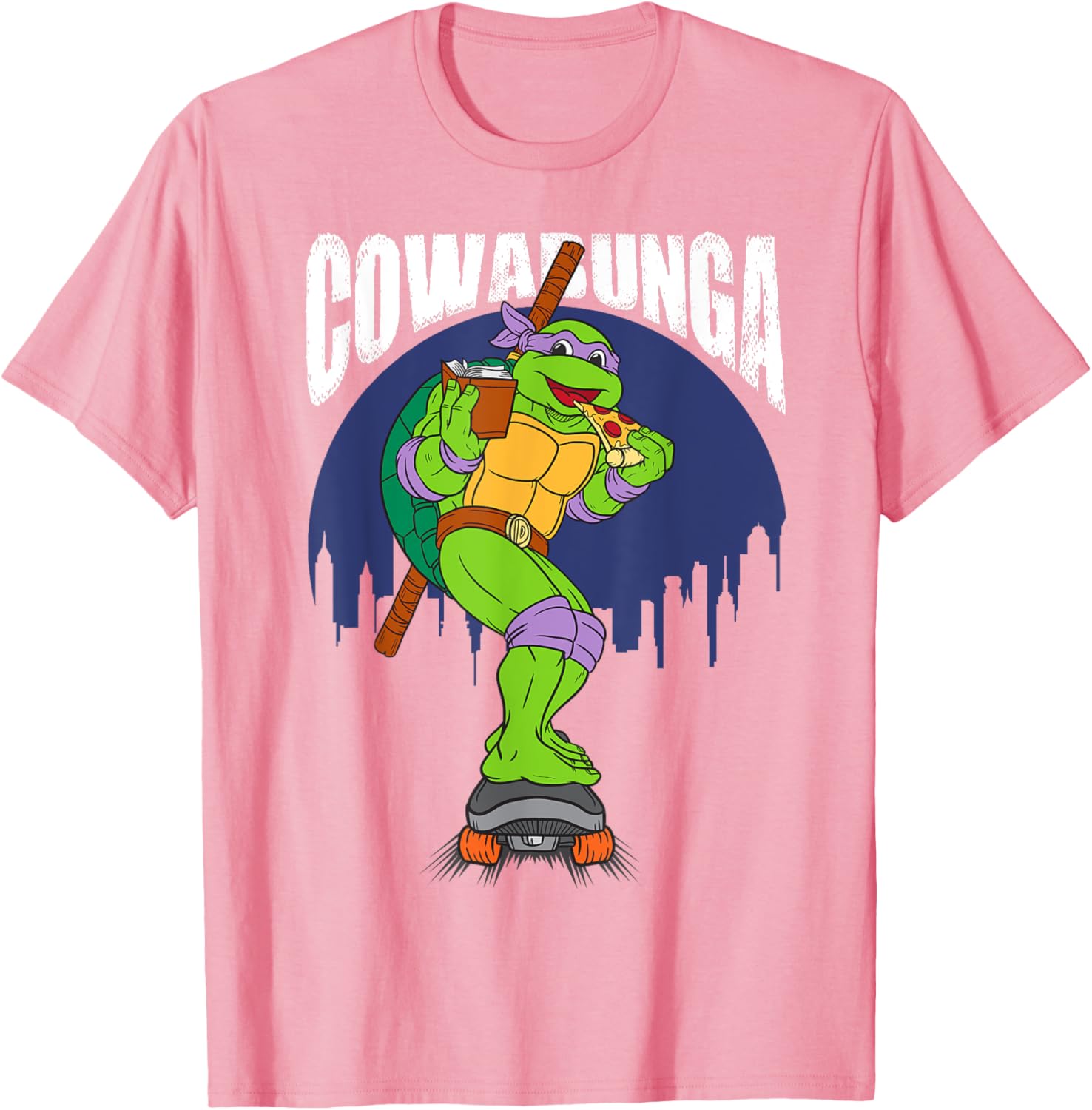 Cowabunga Donatello on Skates Pizza T-Shirt for TMNT Fans - 6
