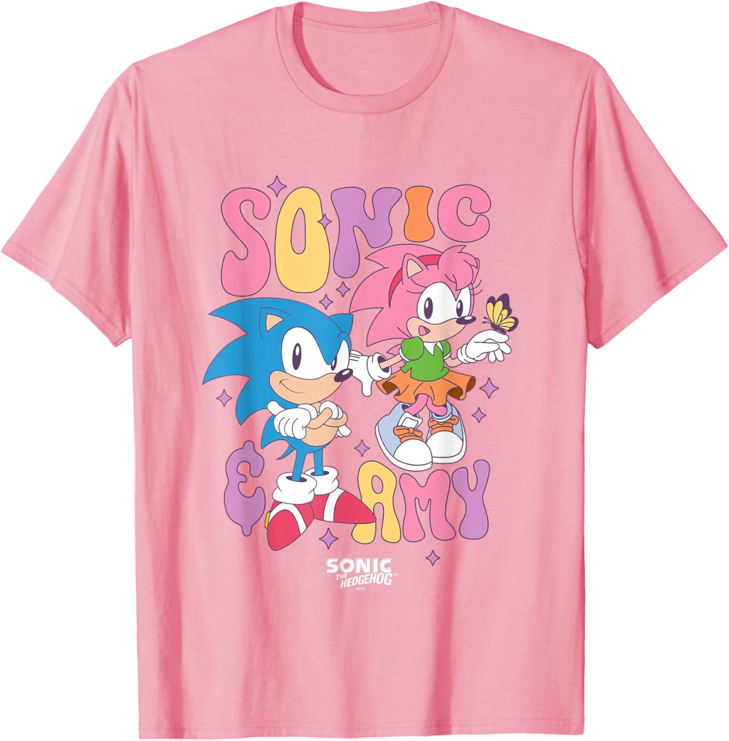 Cute Vintage Sonic & Amy T-Shirt for Fans of Sonic The Hedgehog - 4
