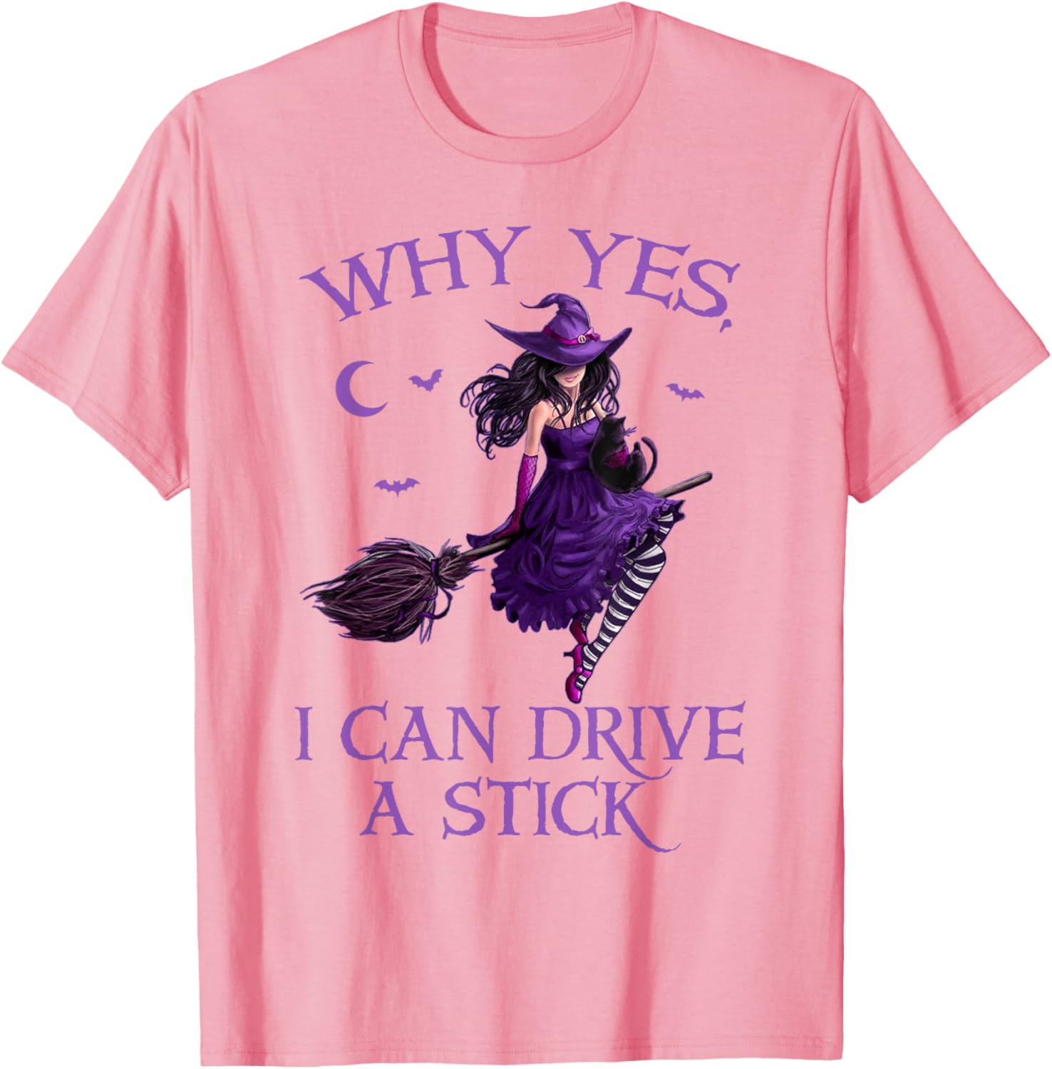Funny Witch T-Shirt for Women - Why Yes I Can Drive a Stick Halloween Tee - 7