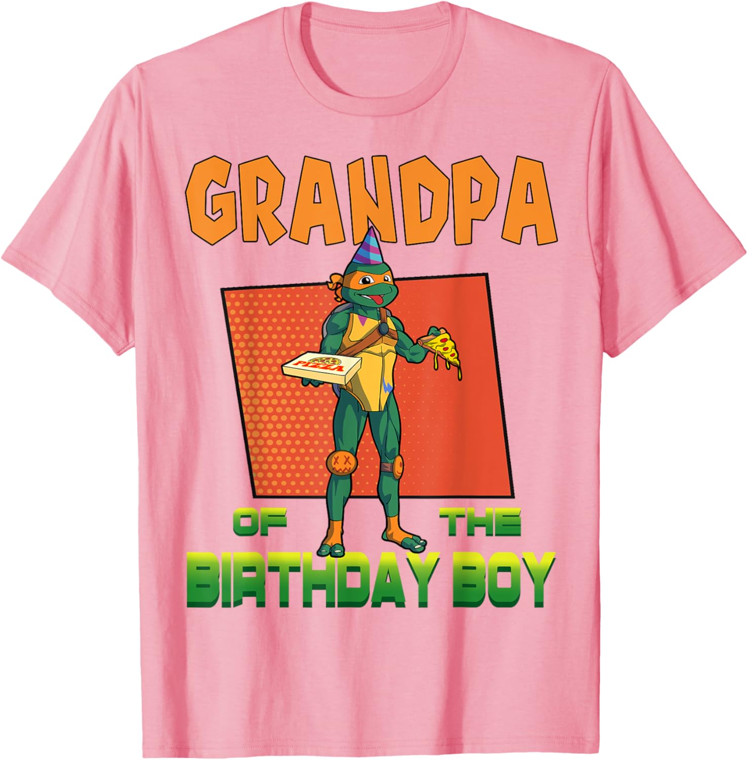 Mademark X TMNT Mikey Grandpa Birthday Pizza Party T-Shirt for Kids - 16