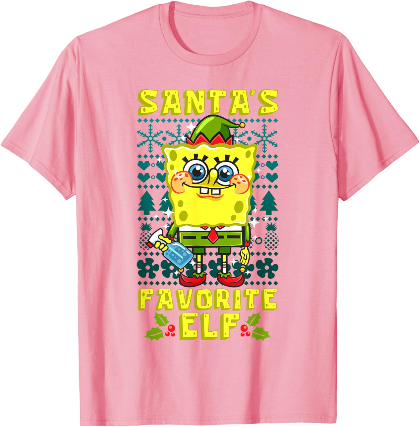 Mademark SpongeBob SquarePants Xmas Elf Matching T-Shirt for Holiday Cheer - 10