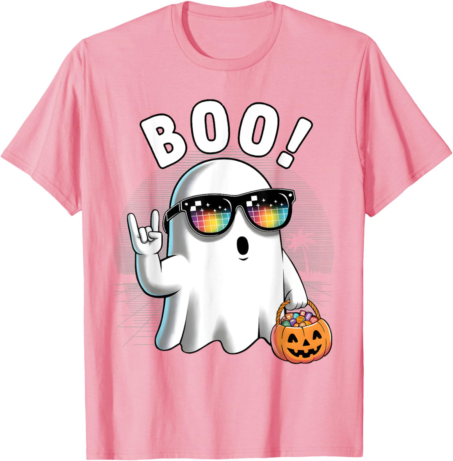 Rock Ghost Retro Halloween Pumpkin T-Shirt for Fun Spooky Style - 28