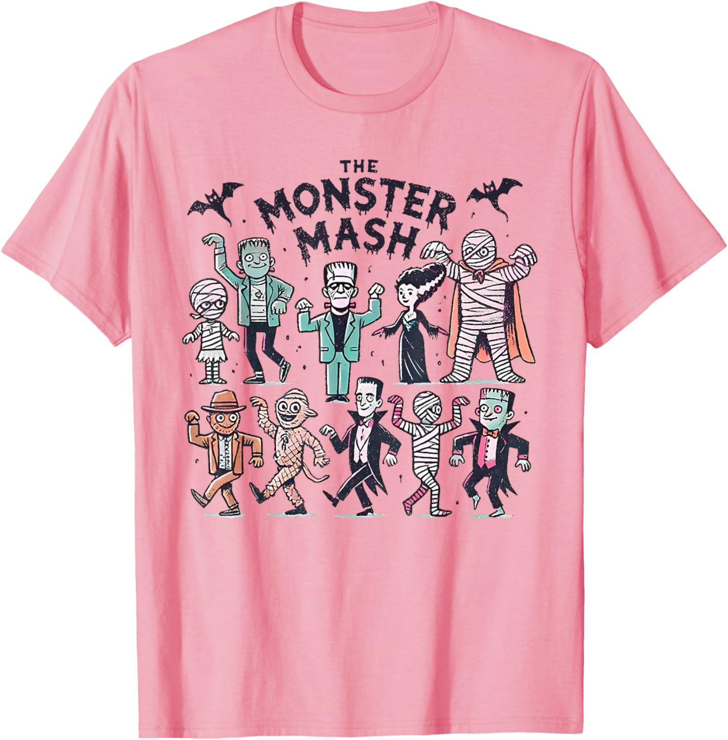 Monster Mash Halloween T-Shirt with Mummy Witch and Vampire Design - 4
