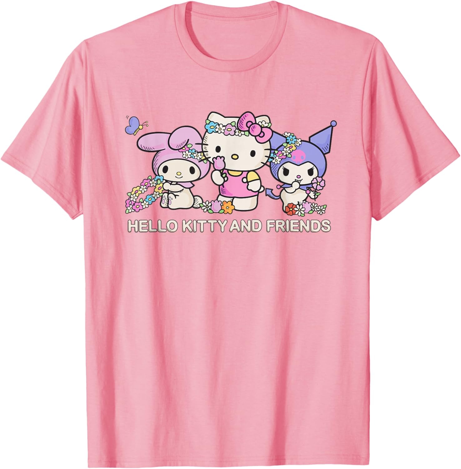 Hello Kitty and Friends Flower Crowns T-Shirt in Black for Kids Small - 18