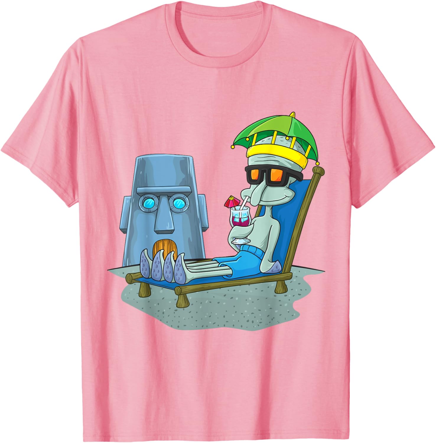 Mademark x SpongeBob SquarePants Squidward Sunbathing T-Shirt for Fans - 1