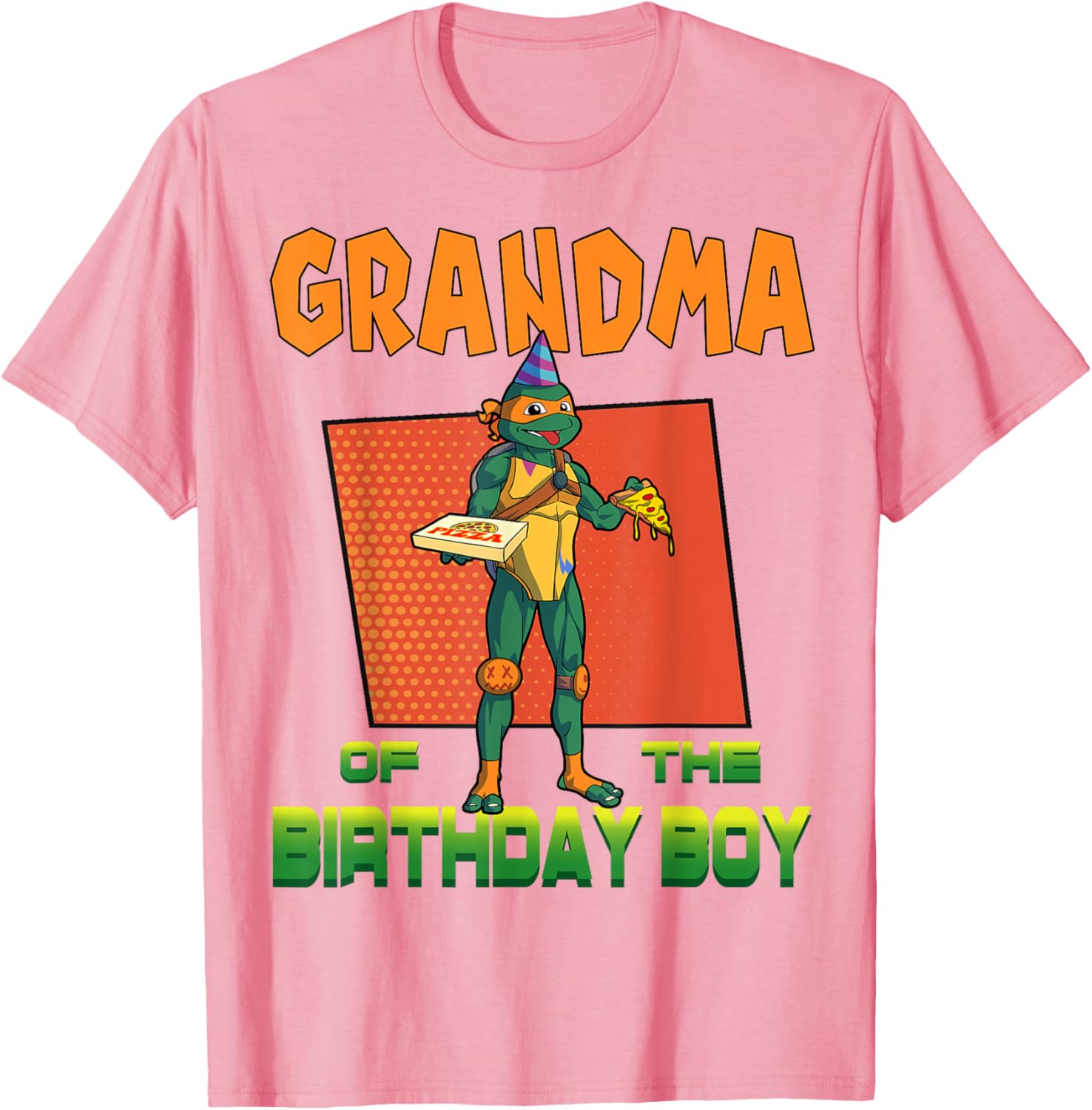 Mademark TMNT Mikey Grandma Birthday Boy Pizza Party T-Shirt for Kids - 2