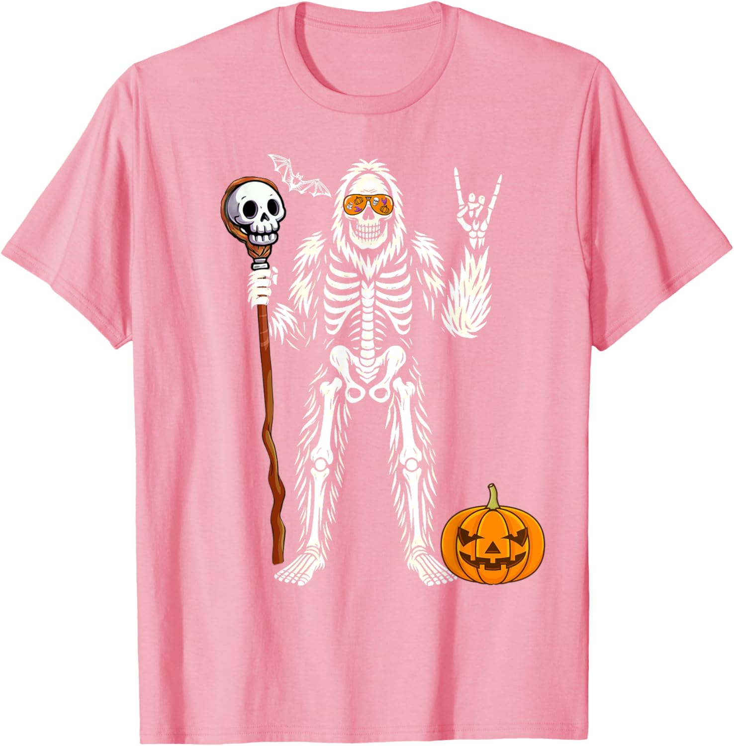Halloween Skeleton Bigfoot Pumpkin Skull T-Shirt for Men and Boys - 8